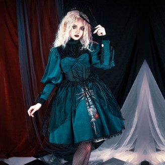 Memory Specimen Seahorse & Bone Gothic Lolita Dress OP (UN159)